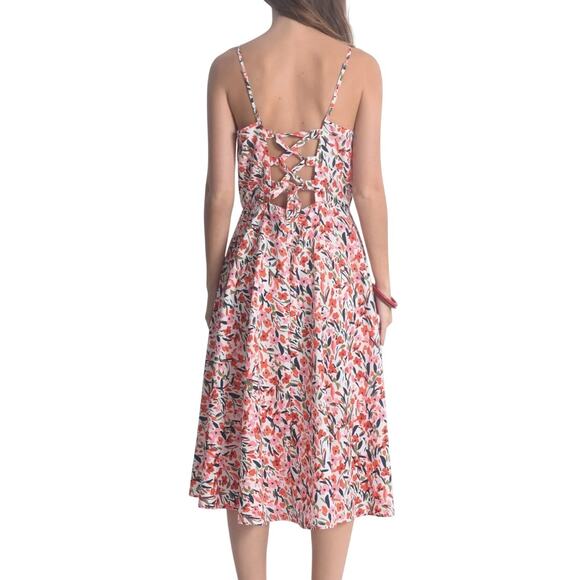 Molly Bracken Colorful Floral Open Tie Back Sleeveless Midi Dress - Picture 2 of 14
